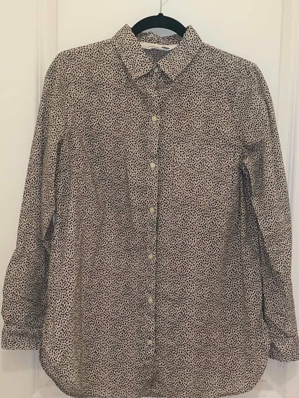OLD NAVY Women’s Tunic Long Sleeve Speckled Button Up Shirt, Size M